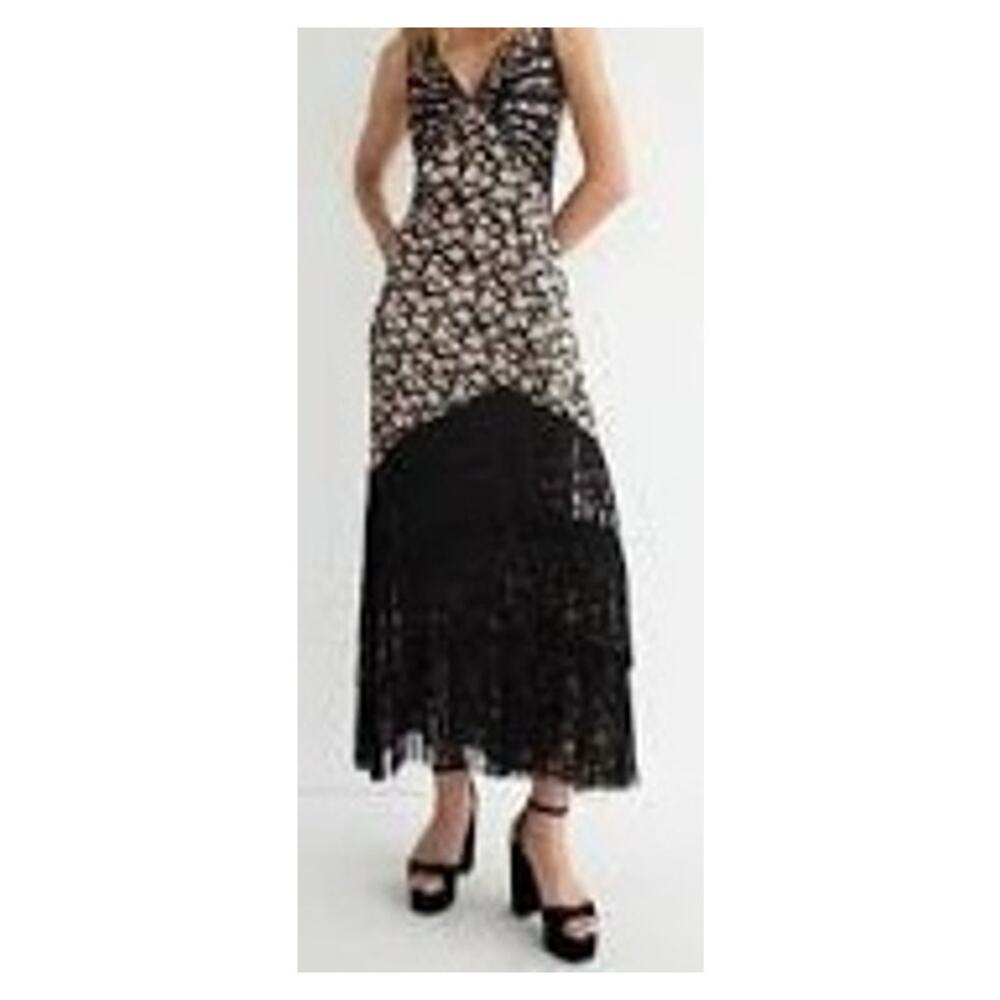 Warehouse Fringed Hem Knitted Maxi Dress Size 12